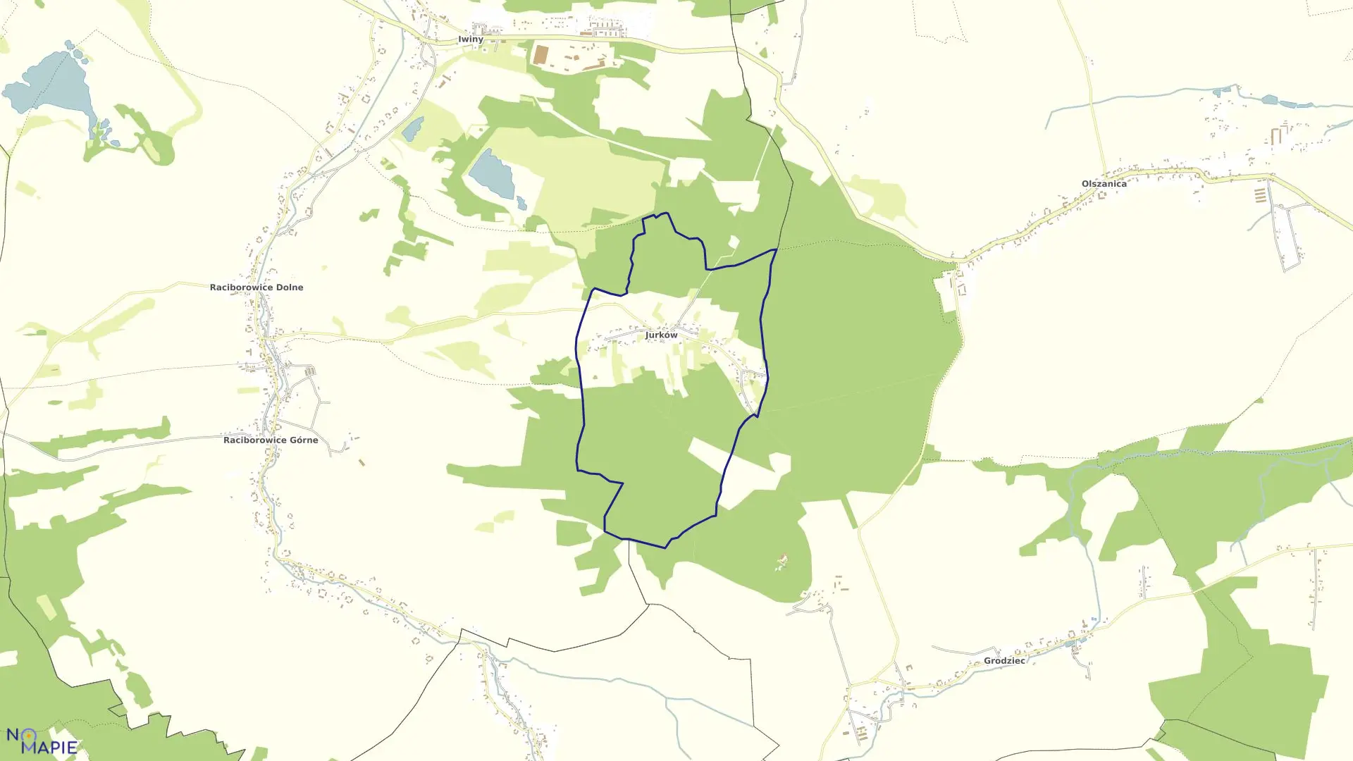 Mapa obrębu JURKÓW w gminie Warta Bolesławiecka