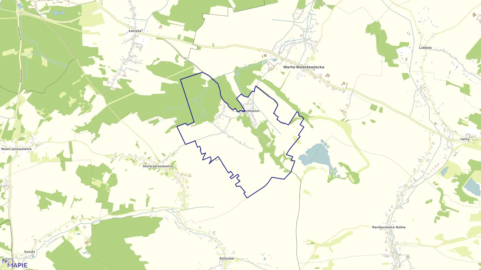 Mapa obrębu WARTOWICE w gminie Warta Bolesławiecka